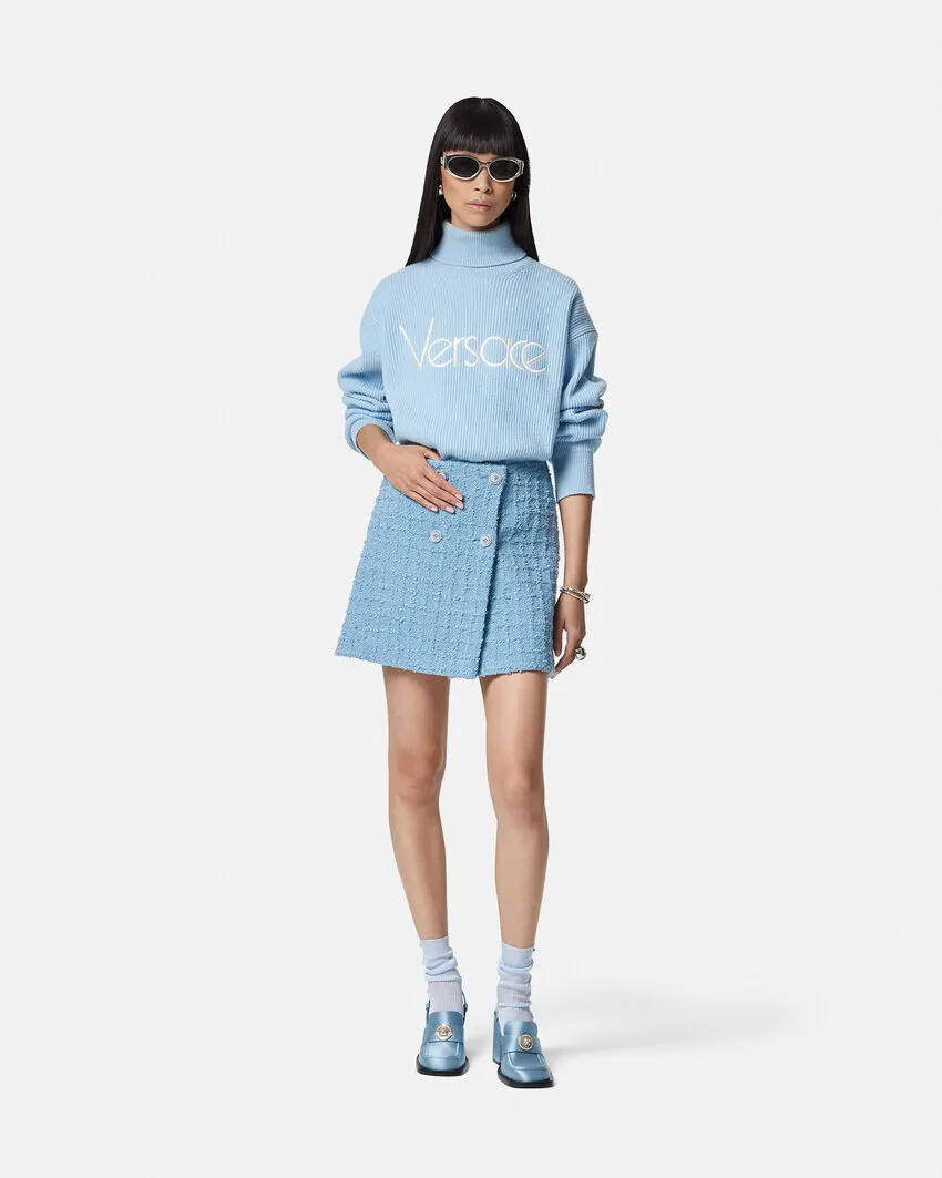 High-Waist Tweed Mini Skirt