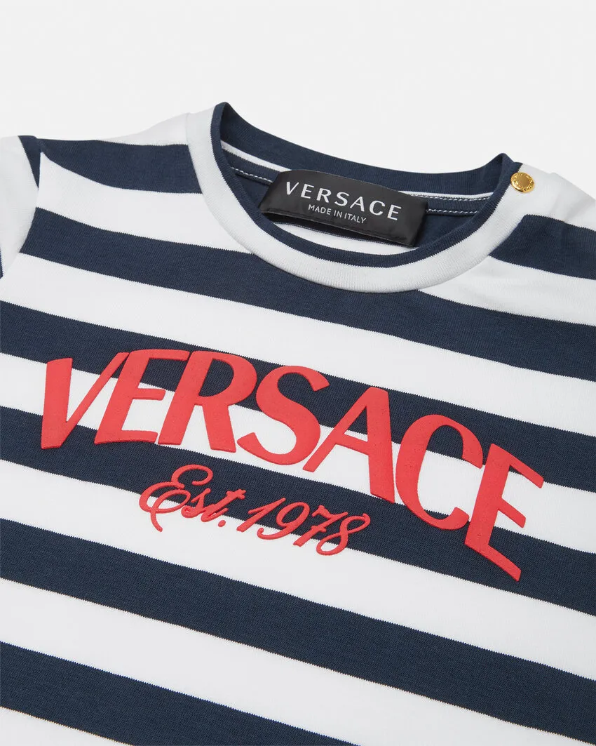 Logo Printed Striped T-Shirt Dress