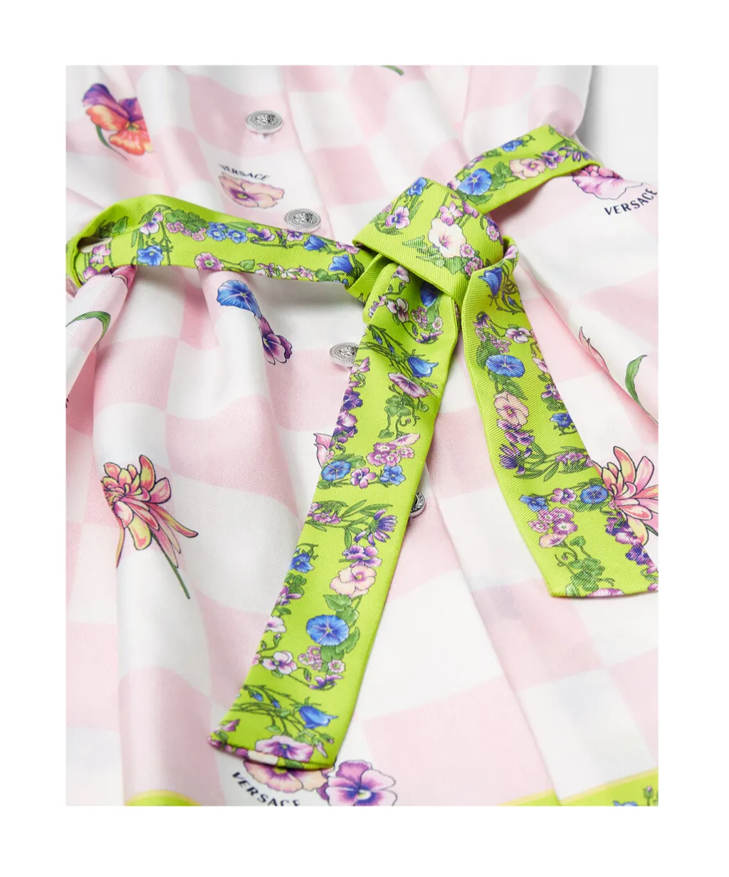 Blossom-Printed Ruffled Shirt Dress