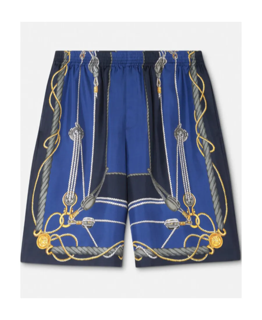 Nautical Print Knee-Length Shorts