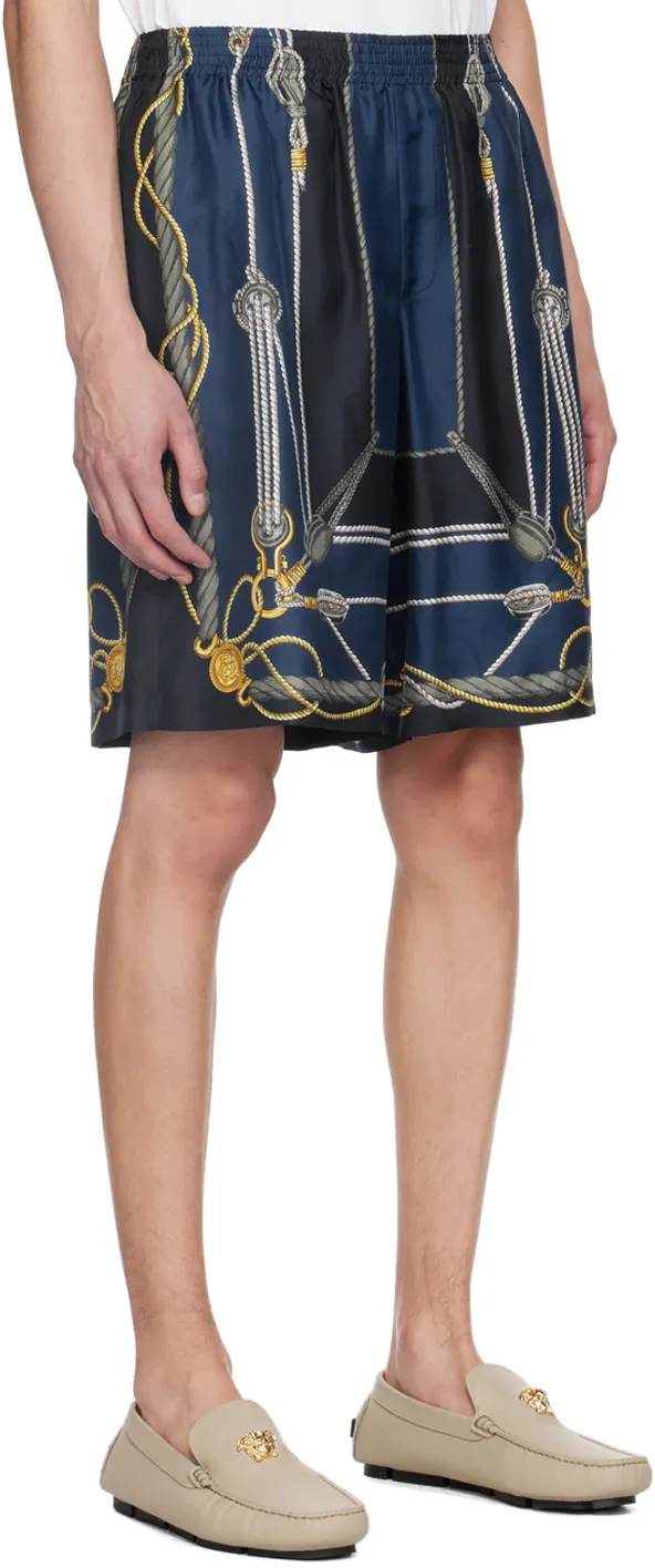 Nautical Print Knee-Length Shorts