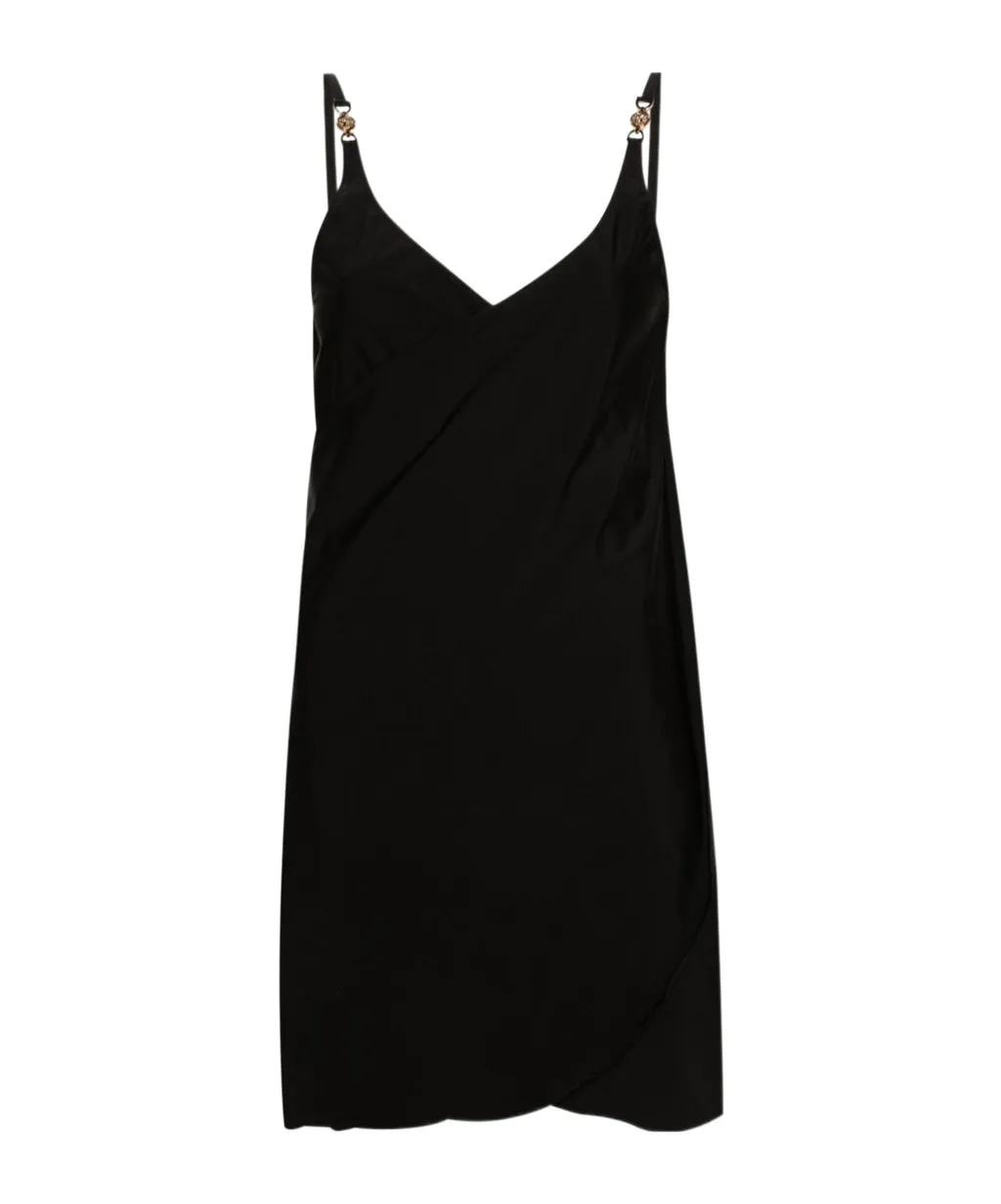 Medusa-Plaque Wrapped Sleeveless Dress