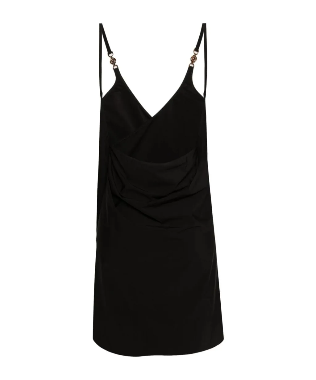 Medusa-Plaque Wrapped Sleeveless Dress