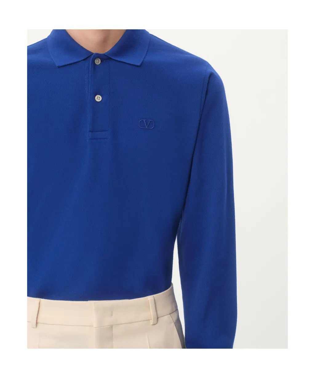 Vlogo Embroidered Long-Sleeved Polo Shirt