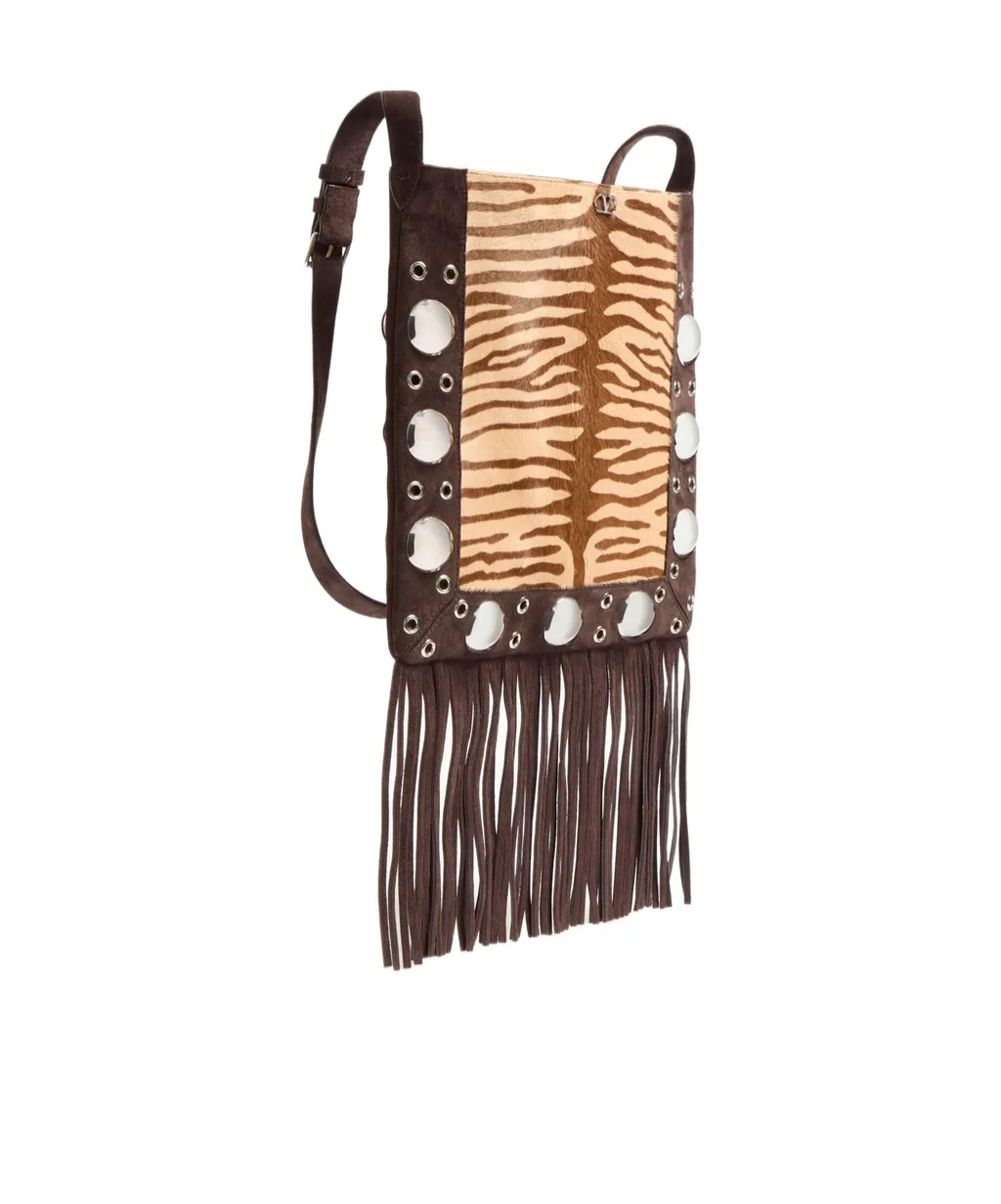NellcÔTe Shoulder Bag In Animalier Pony Effect Calfskin With Fringes
