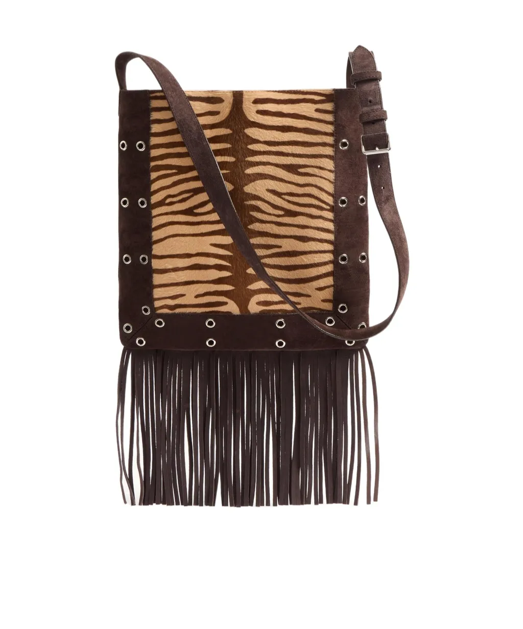 NellcÔTe Shoulder Bag In Animalier Pony Effect Calfskin With Fringes