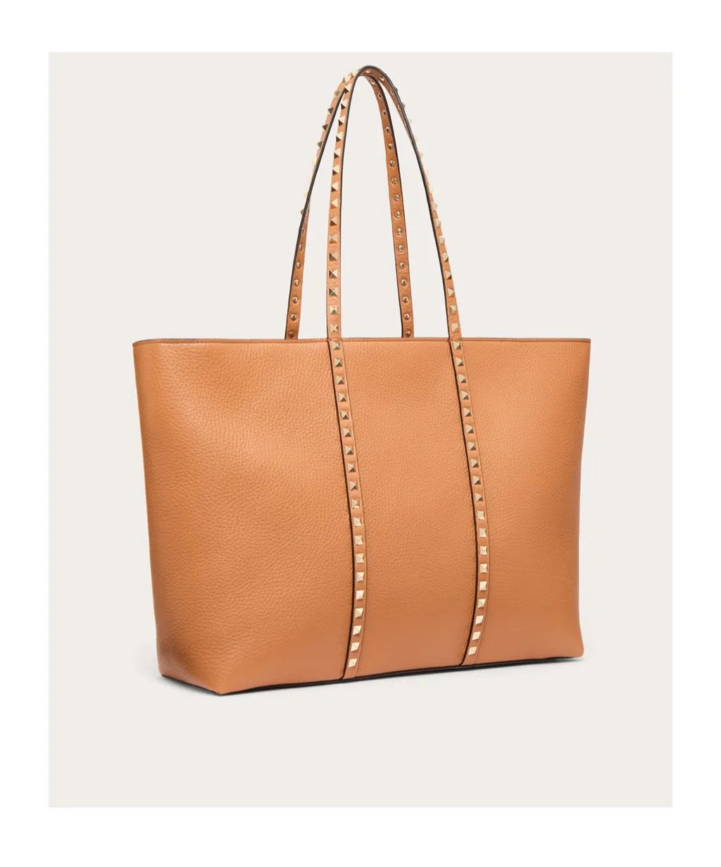 Rockstud Shopping Bag In Grainy Calfskin