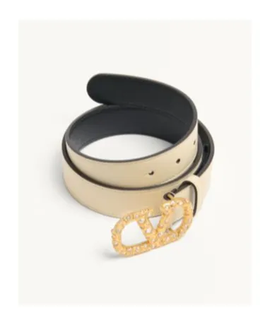 Vlogo Signature Belt In Shiny Calfskin With Crystals 30 Mm