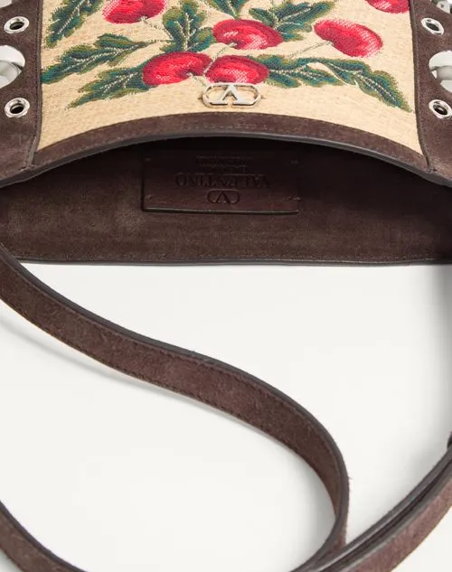 Fringed-Edge Embroidered Small Crossbody Bag