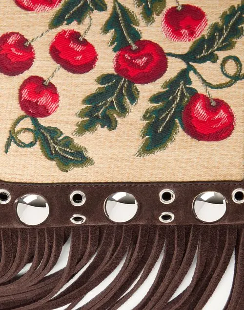 Fringed-Edge Embroidered Small Crossbody Bag