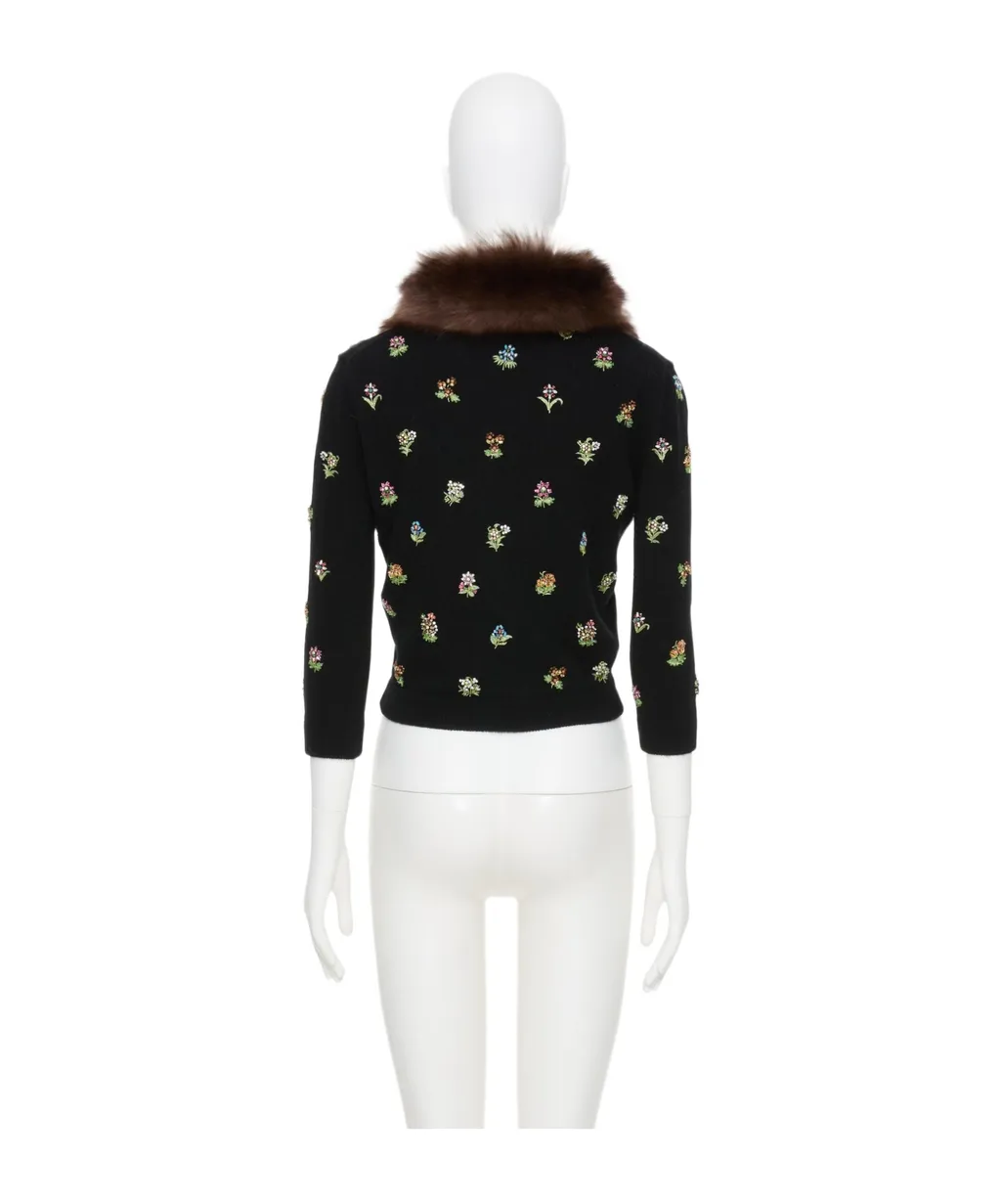 Floral Embellished Button-Up Cardigan