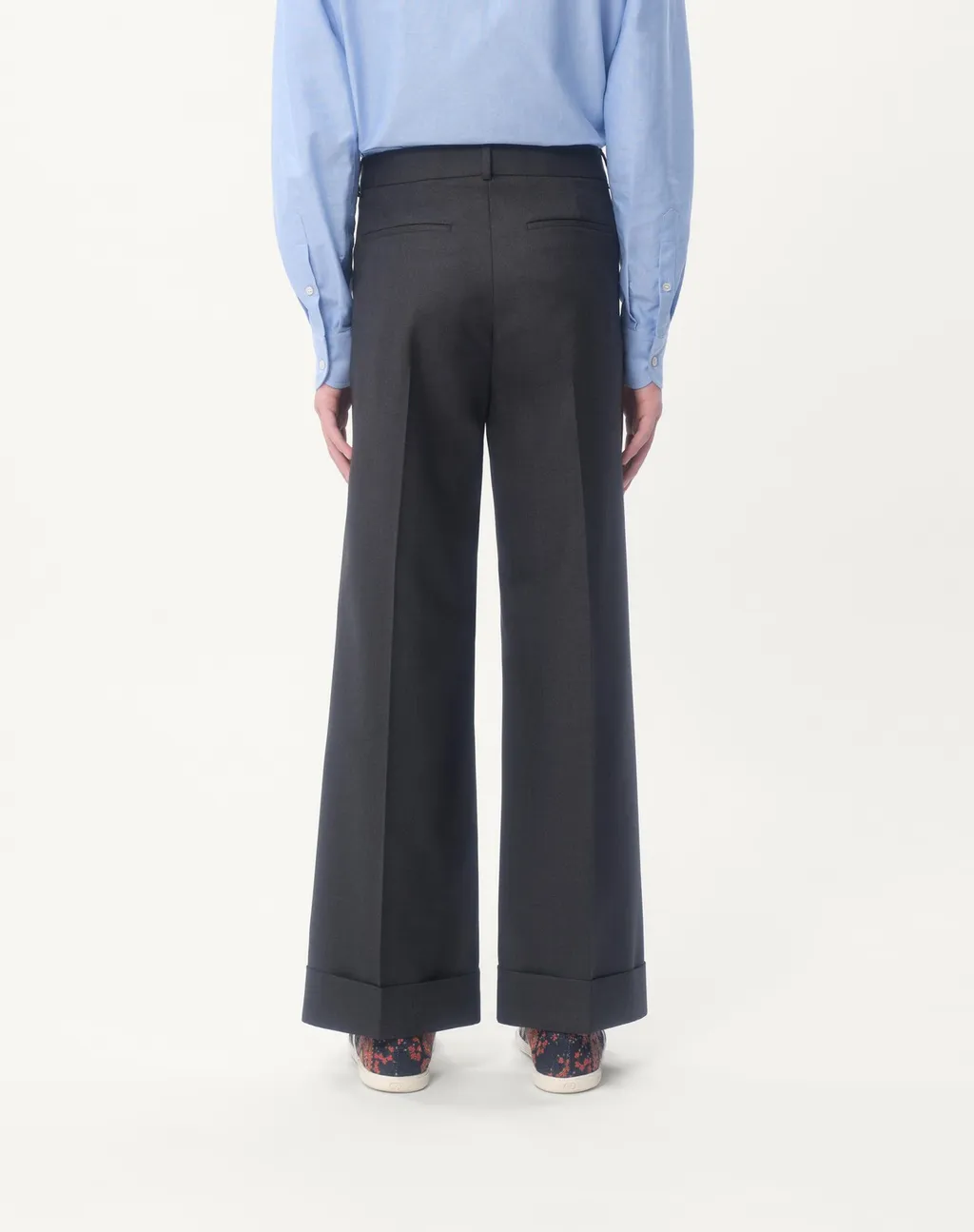Wool Gabardine Trousers With Turn-Ups
