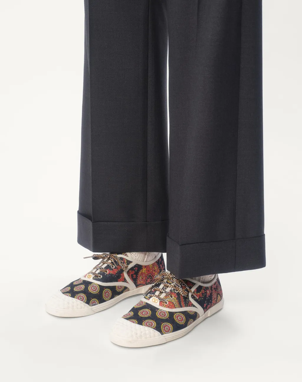 Wool Gabardine Trousers With Turn-Ups