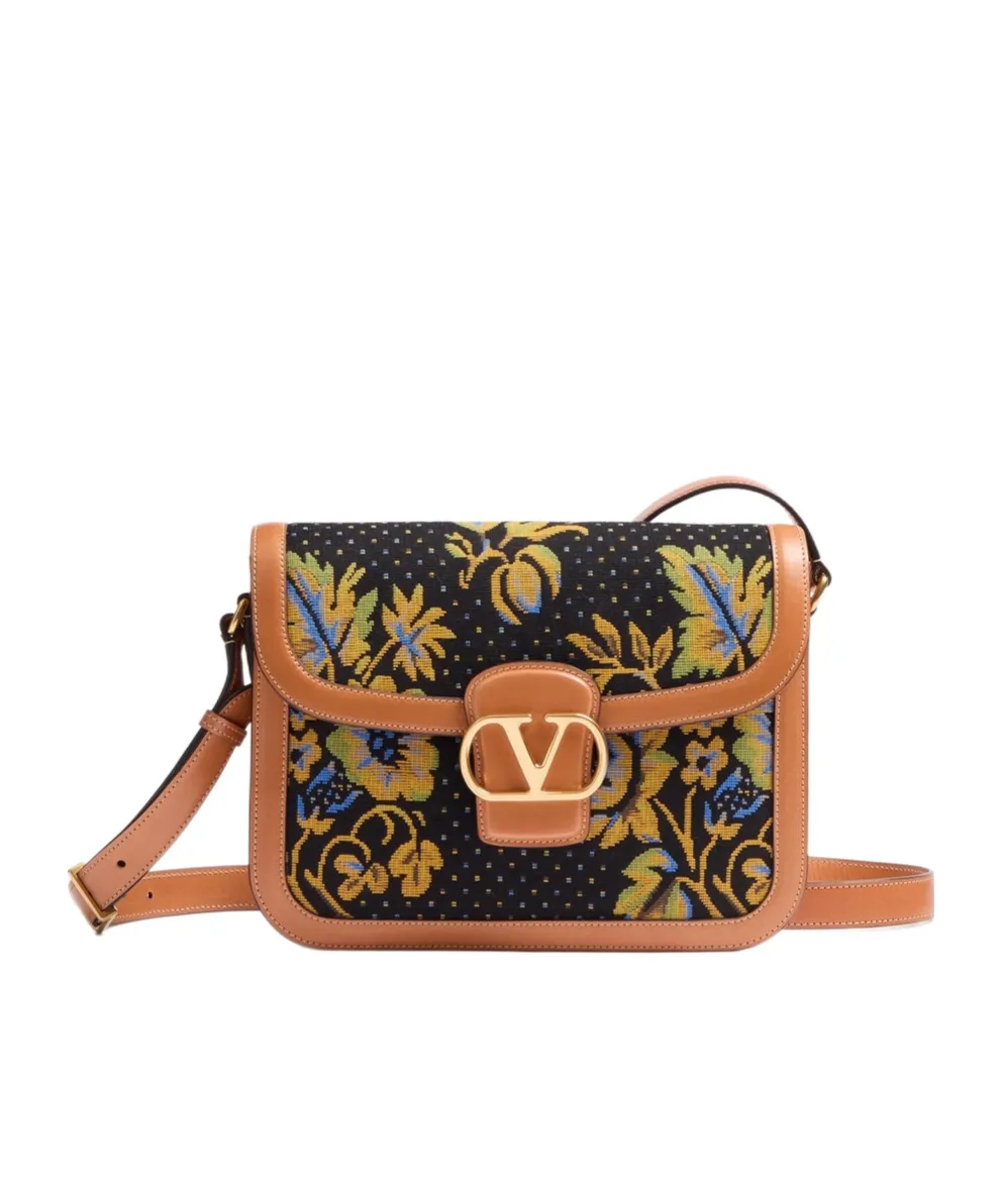 9To5 Jacquard Shoulder Bag With Floral Pattern
