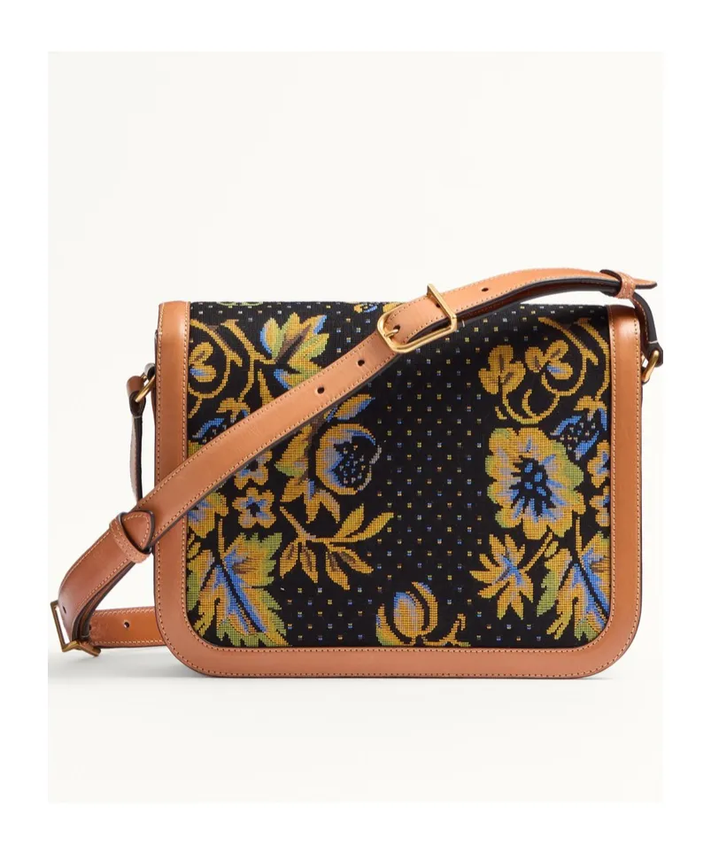 9To5 Jacquard Shoulder Bag With Floral Pattern