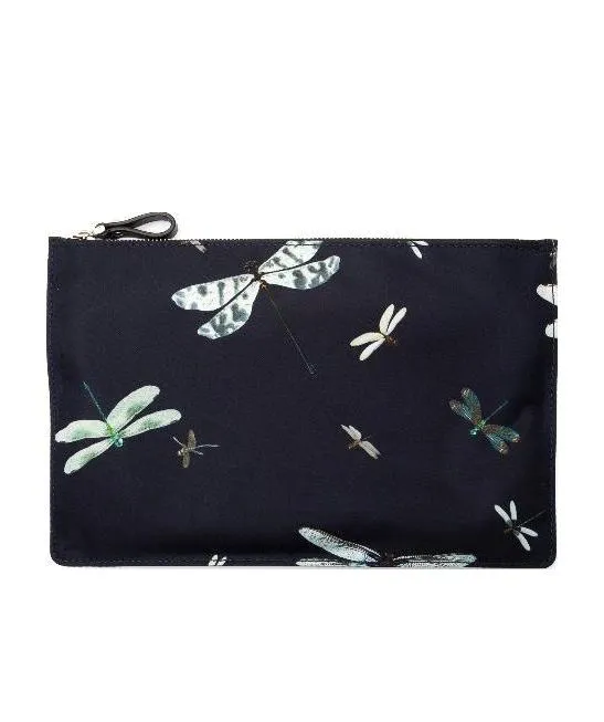 Dragonfly-Print Clutch Bag