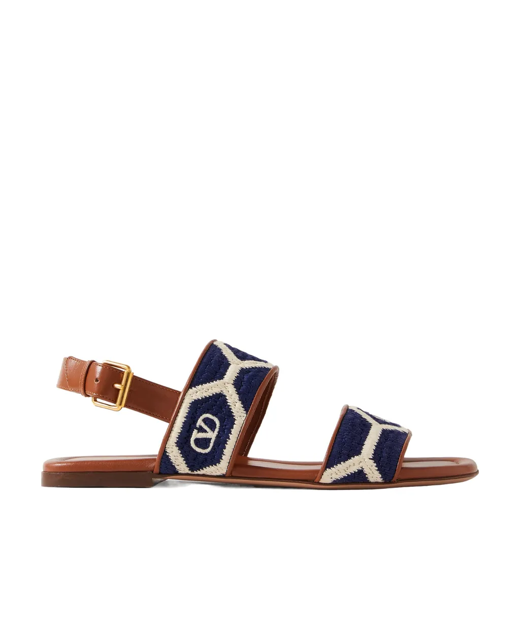 Logo Embroidered Buckled Sandals