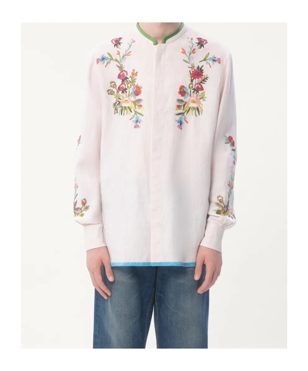 Floral Embroidered Button Detailed Shirt