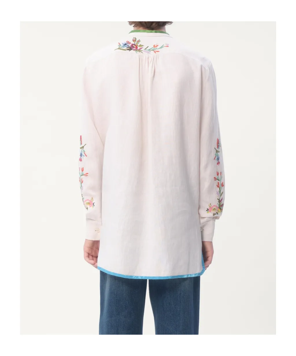 Floral Embroidered Button Detailed Shirt