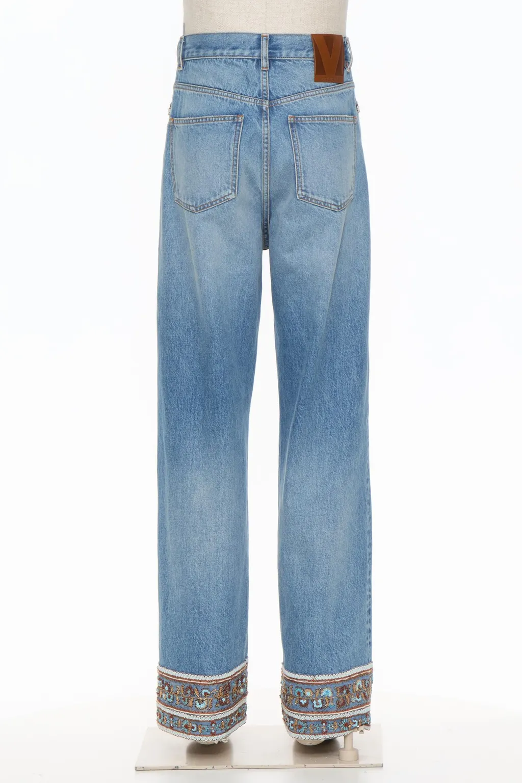 Floral Trim Straight Leg Jeans
