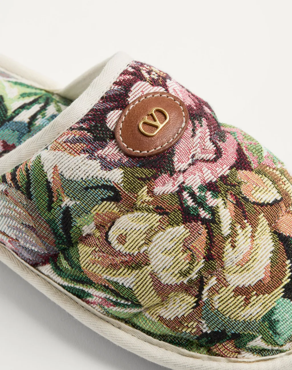 Logo Patch Floral Patterned Slippers