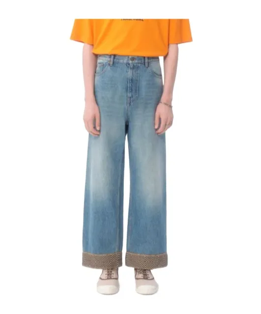 Logo Patch Wide Leg Jeans