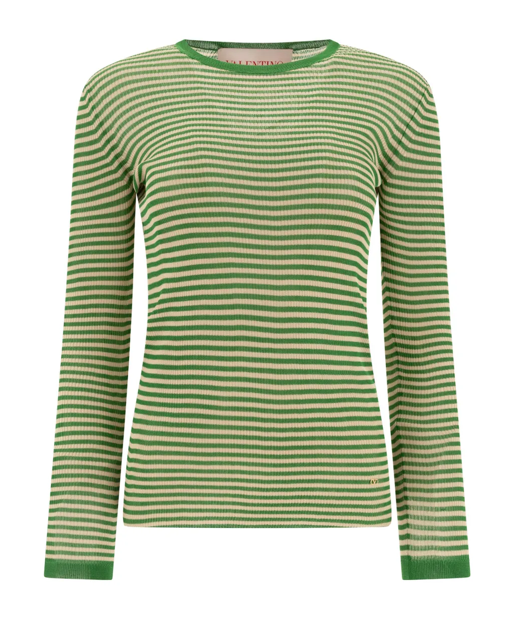 Striped Crewneck Knitted T-Shirt