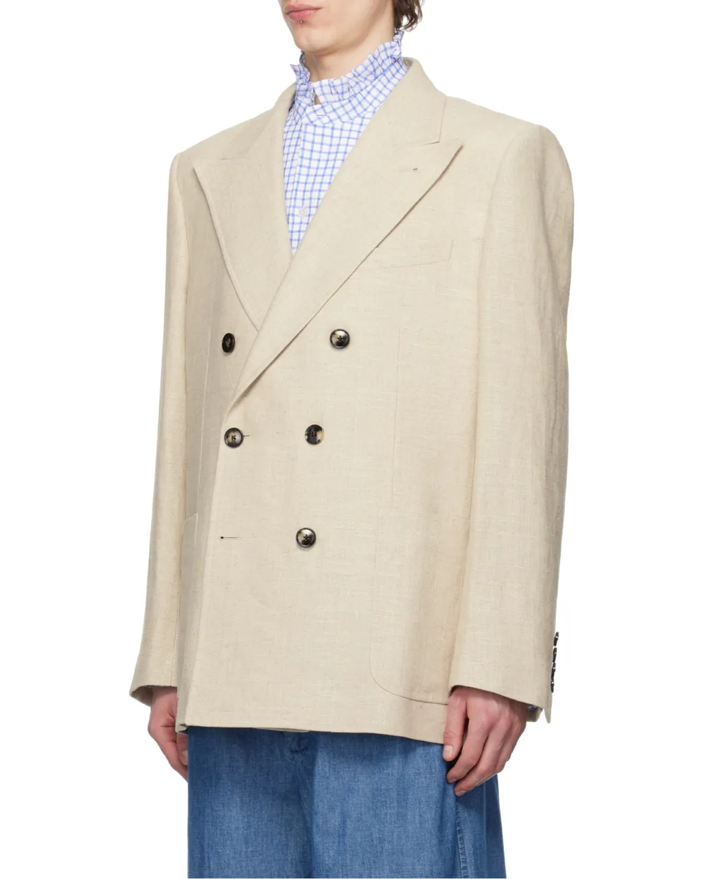 Double-Breasted Long-Sleeved Blazer