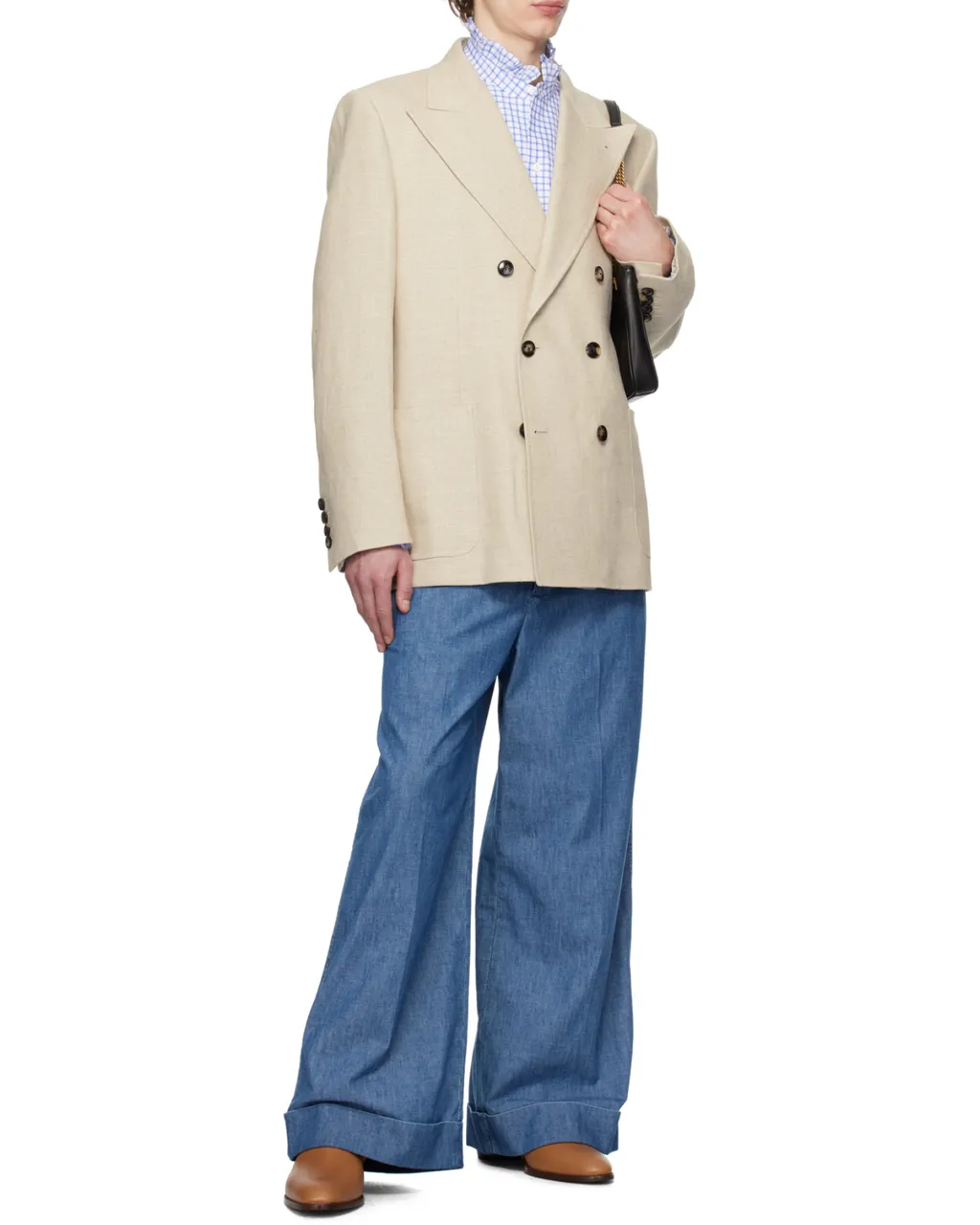 Double-Breasted Long-Sleeved Blazer