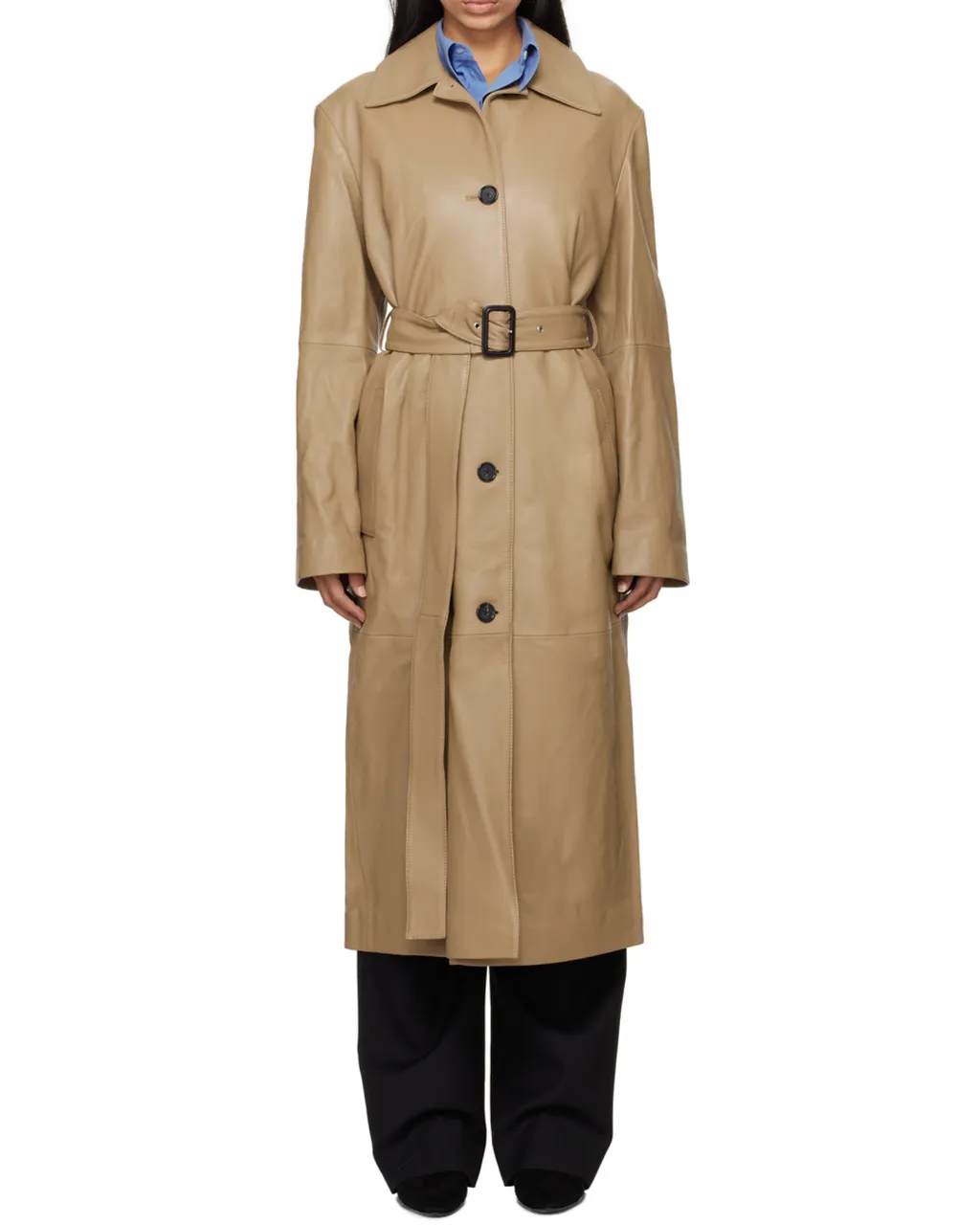 Belted Leather Coat