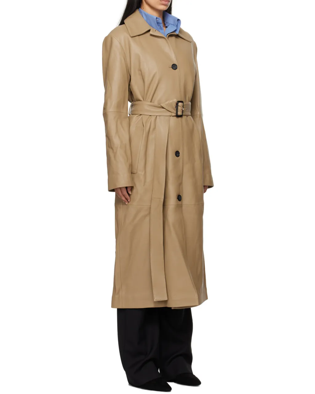 Belted Leather Coat