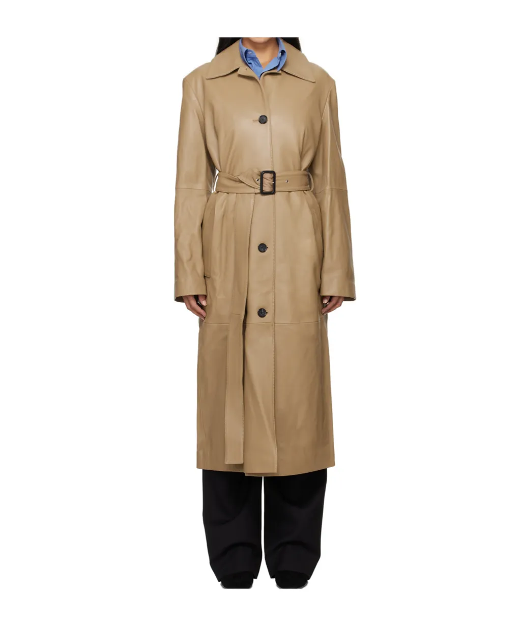 Belted Leather Coat