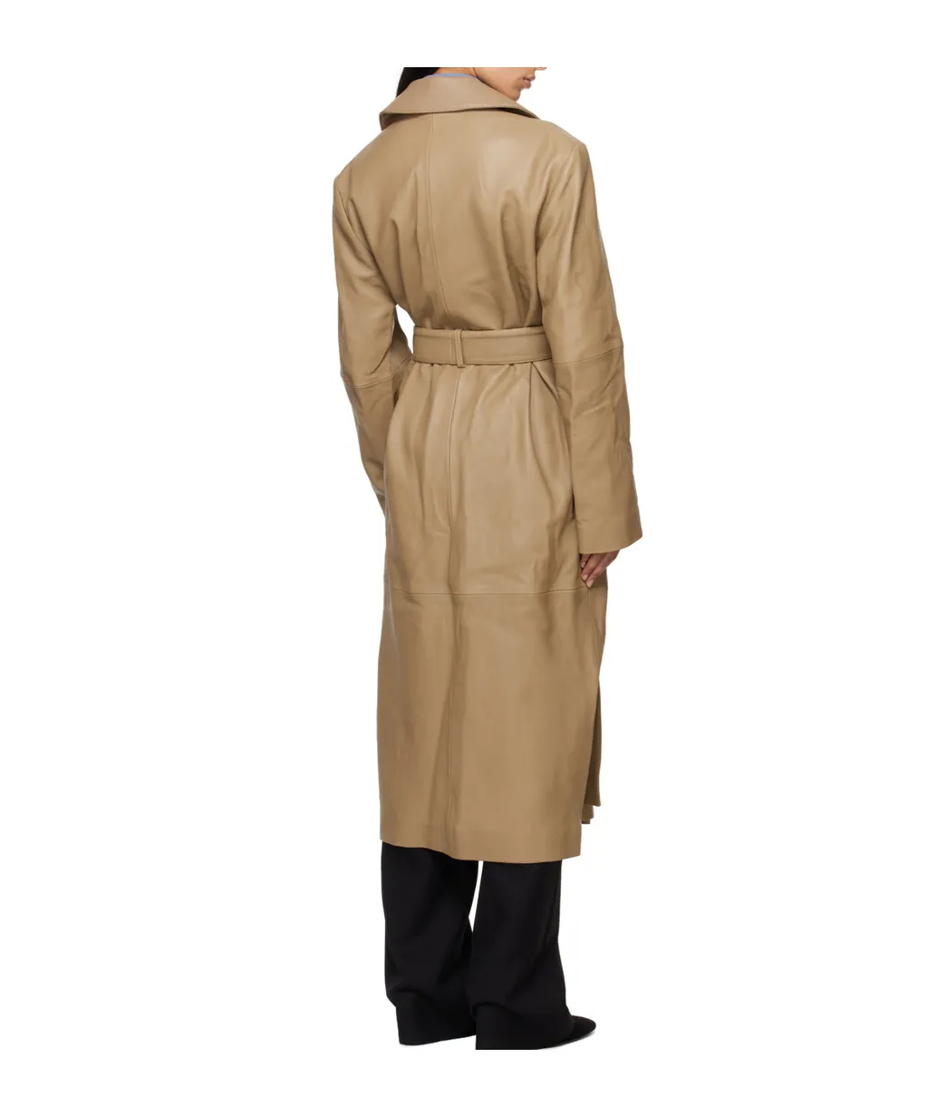 Belted Leather Coat
