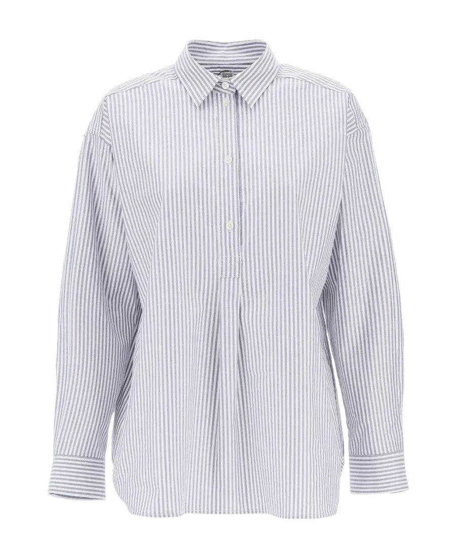 Striped Half-Buttoned Shirt
