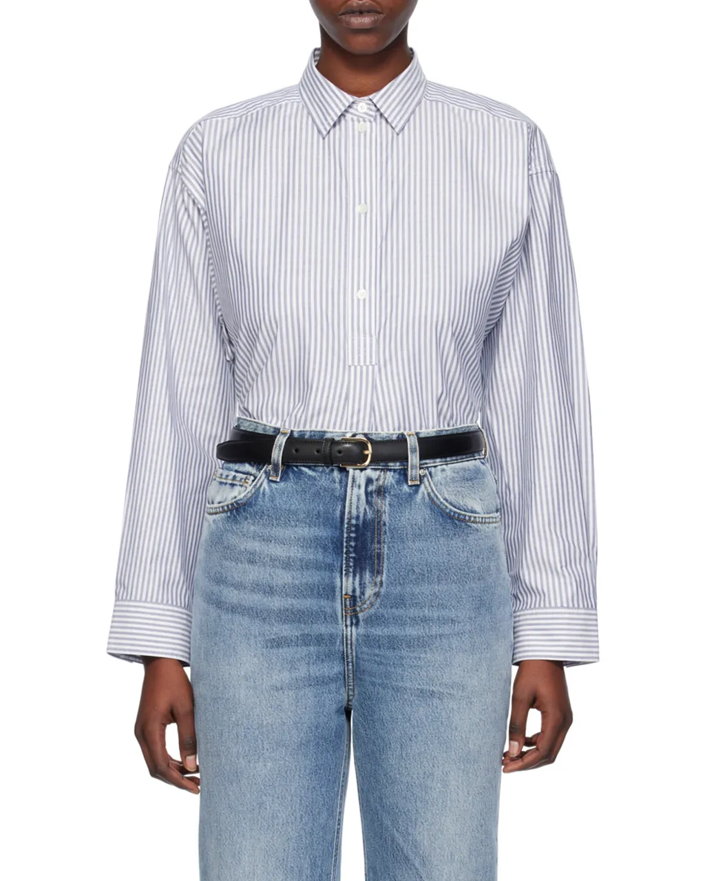 Striped Half-Buttoned Shirt