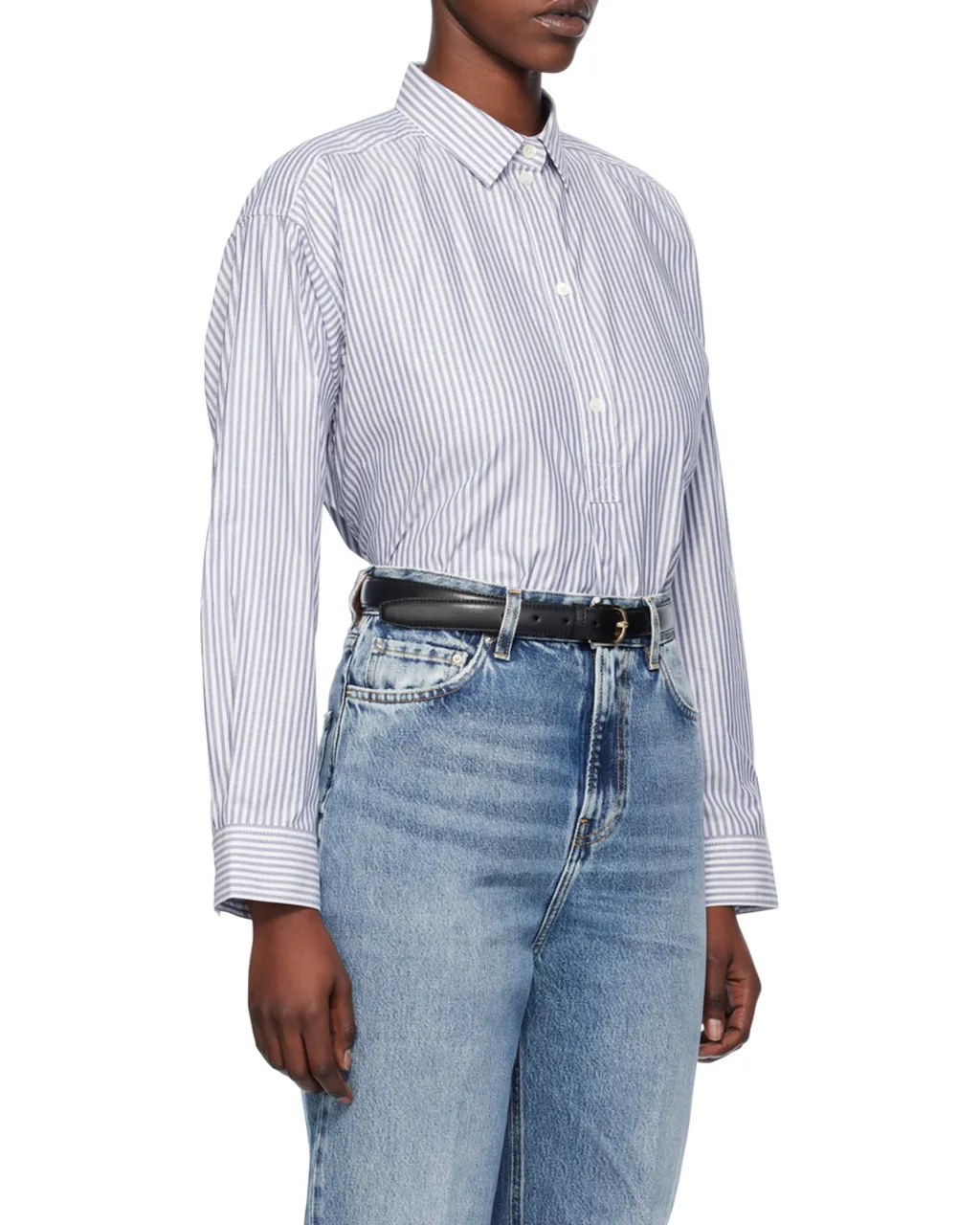 Striped Half-Buttoned Shirt
