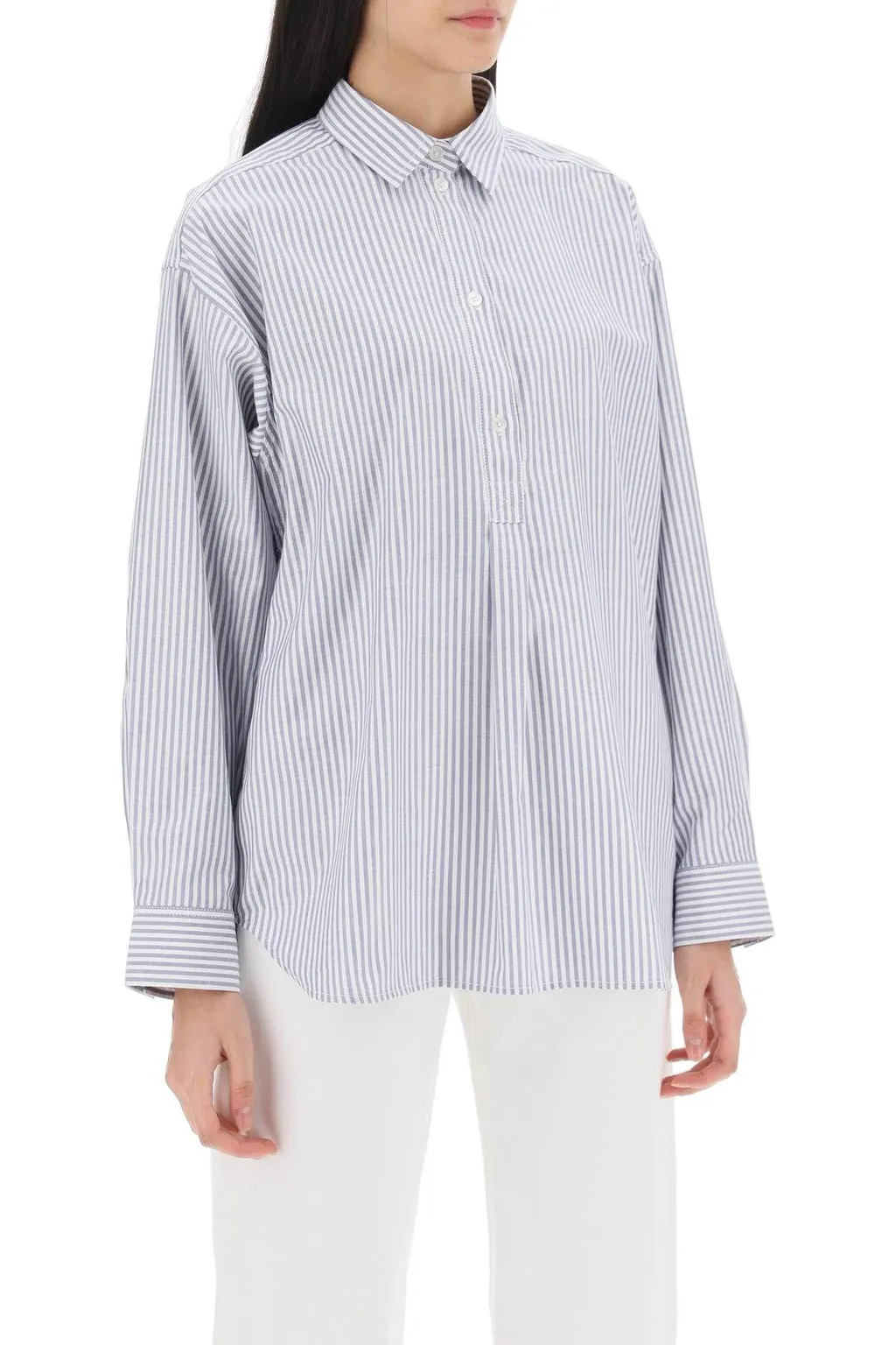 Striped Half-Buttoned Shirt