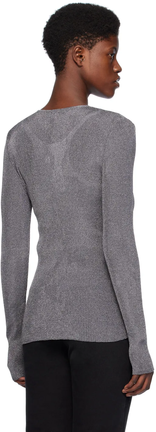 Metallic Ribbed-Knit Jumper
