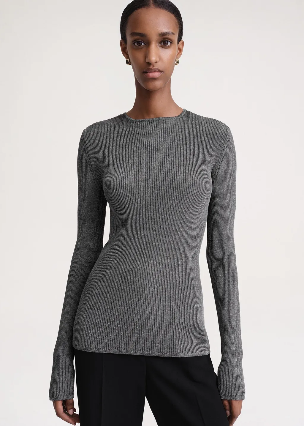 Metallic Ribbed-Knit Jumper