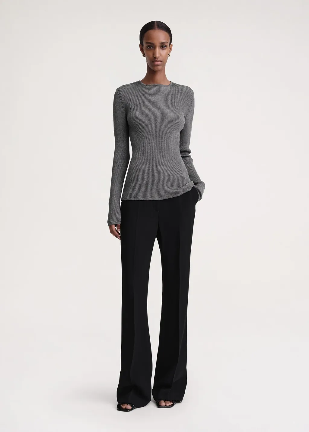 Metallic Ribbed-Knit Jumper