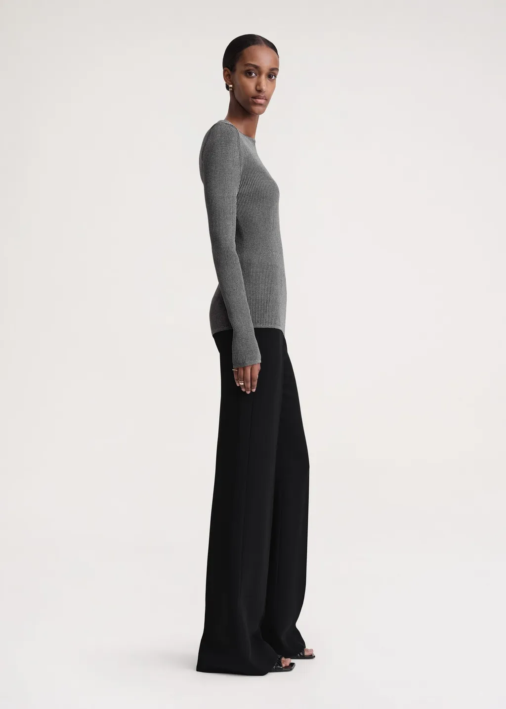 Metallic Ribbed-Knit Jumper