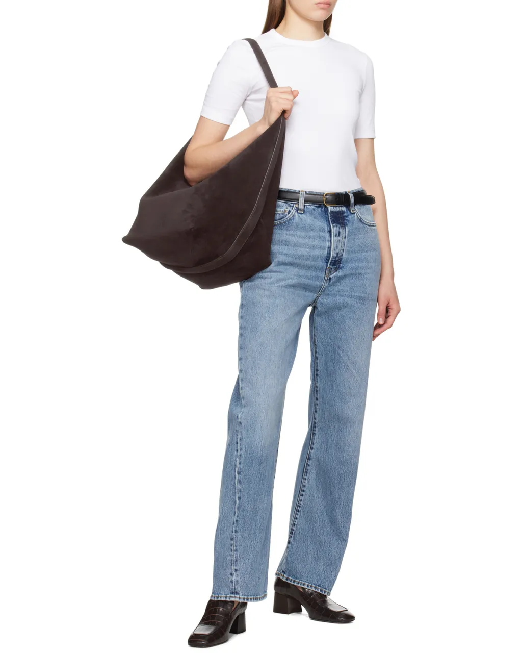 Belted Open Top Tote Bag