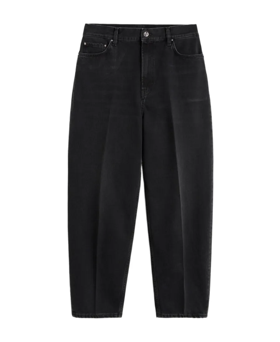 Faded-Effect Tapered-Leg Jeans