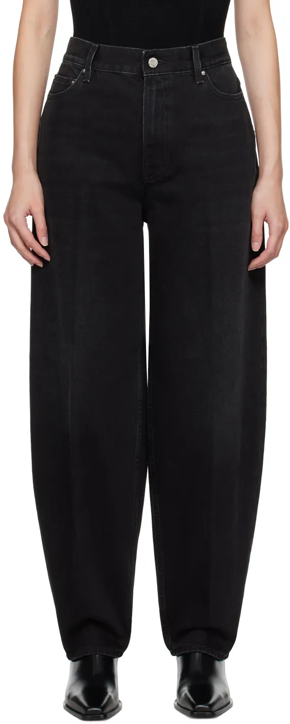 Faded-Effect Tapered-Leg Jeans
