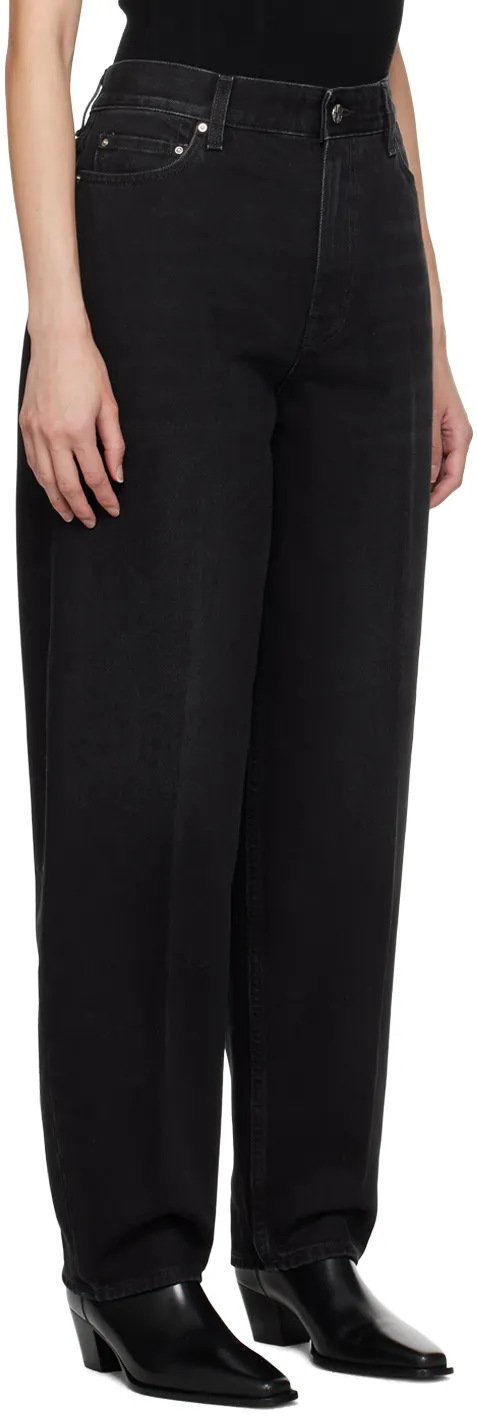 Faded-Effect Tapered-Leg Jeans