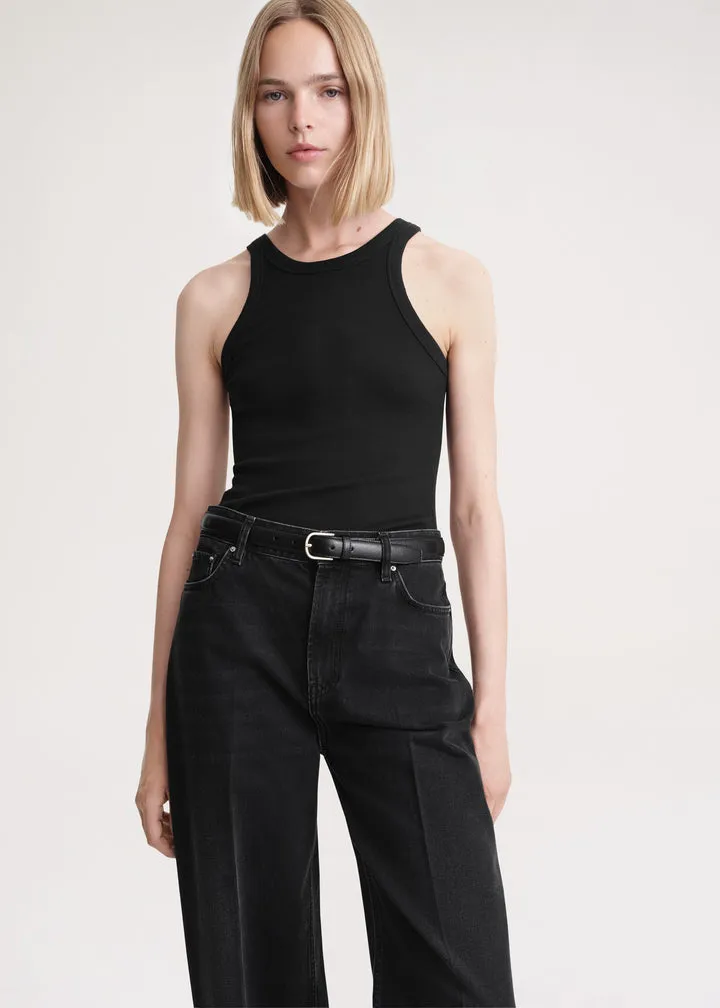 Faded-Effect Tapered-Leg Jeans