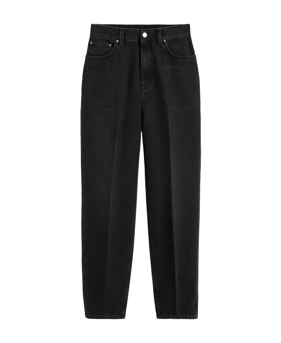 Faded-Effect Tapered-Leg Jeans
