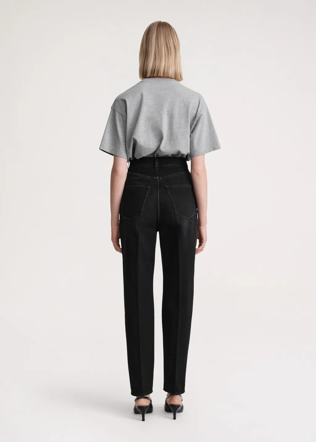 Faded-Effect Tapered-Leg Jeans