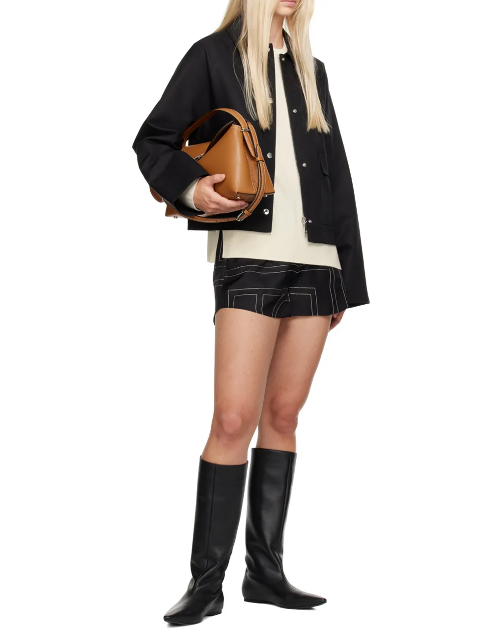 Logo Plaque Foldover Top Handle Bag