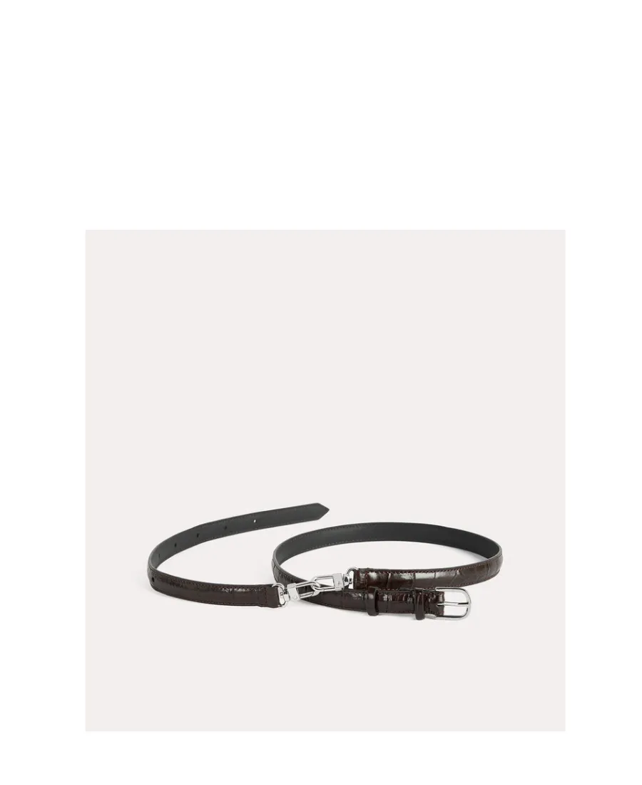 Crocodile-Effect Leather Belt